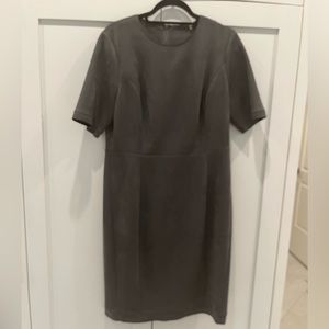 Elie Tahari suede grey shift dress size 14